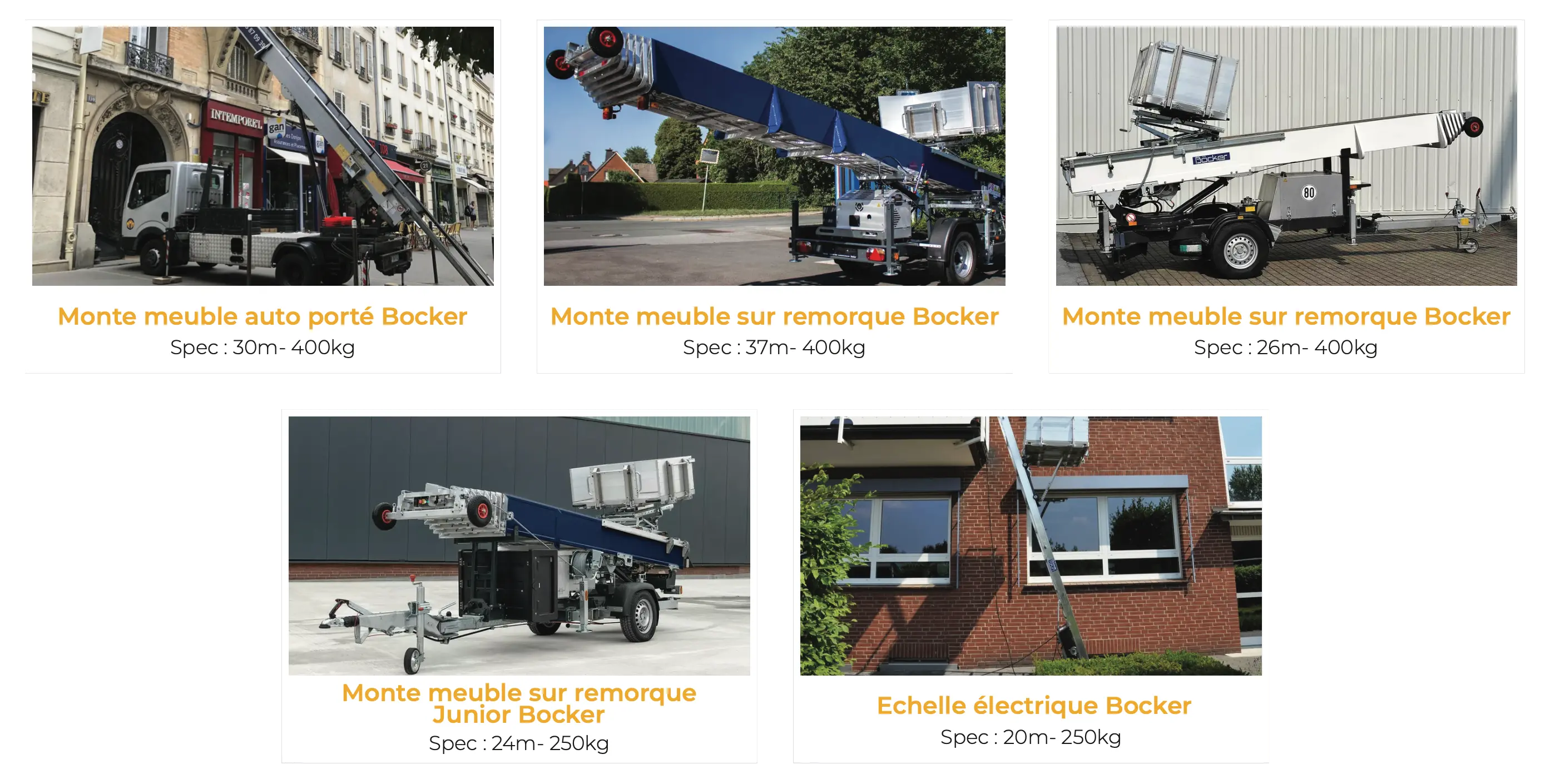 Parc de monte-meubles Monier - Location jusqu'à 32 mètres de hauteur